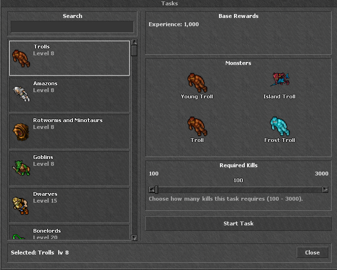 Janela Tasks XP do client
